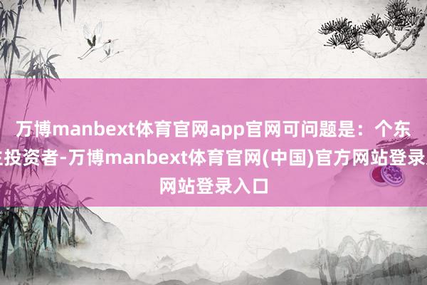 万博manbext体育官网app官网可问题是：个东谈主投资者-万博manbext体育官网(中国)官方网站登录入口